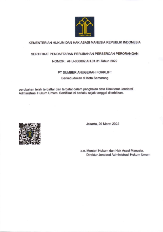 PT. SAF License Number